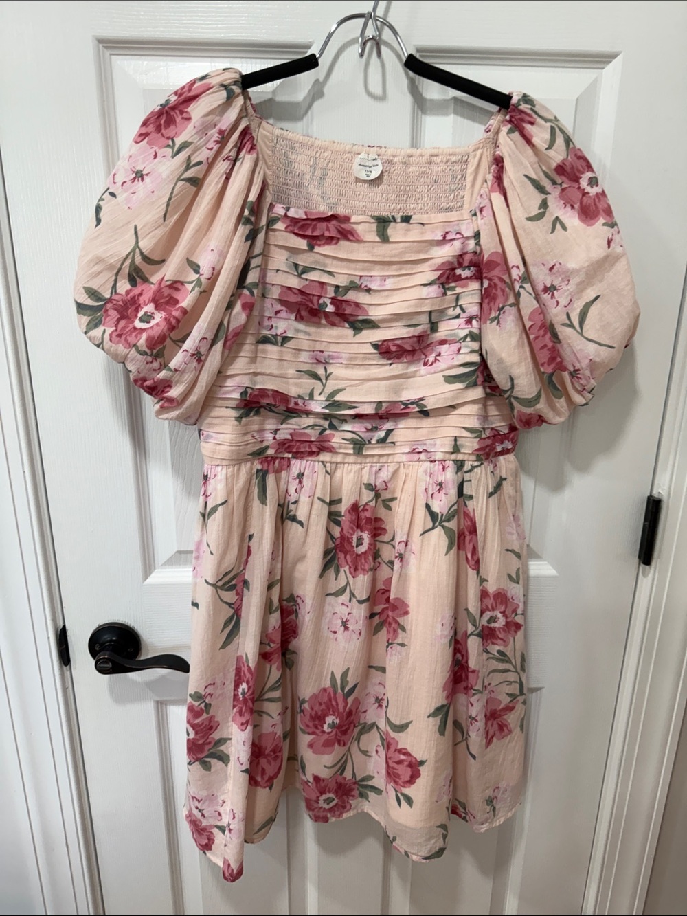 abercrombie kids Pink Floral Puff-Sleeve Dress SZ 17/18